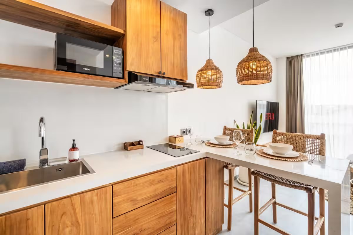 A completed 1-bedroom apartment in Canggu, located just 300 meters from the ocean