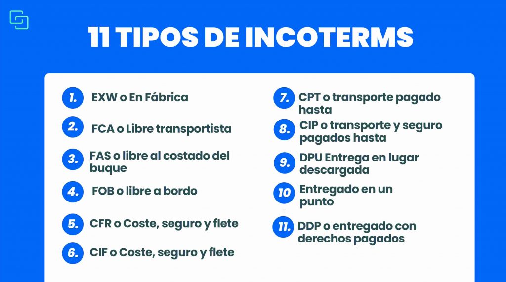 11 tipos de incoterms