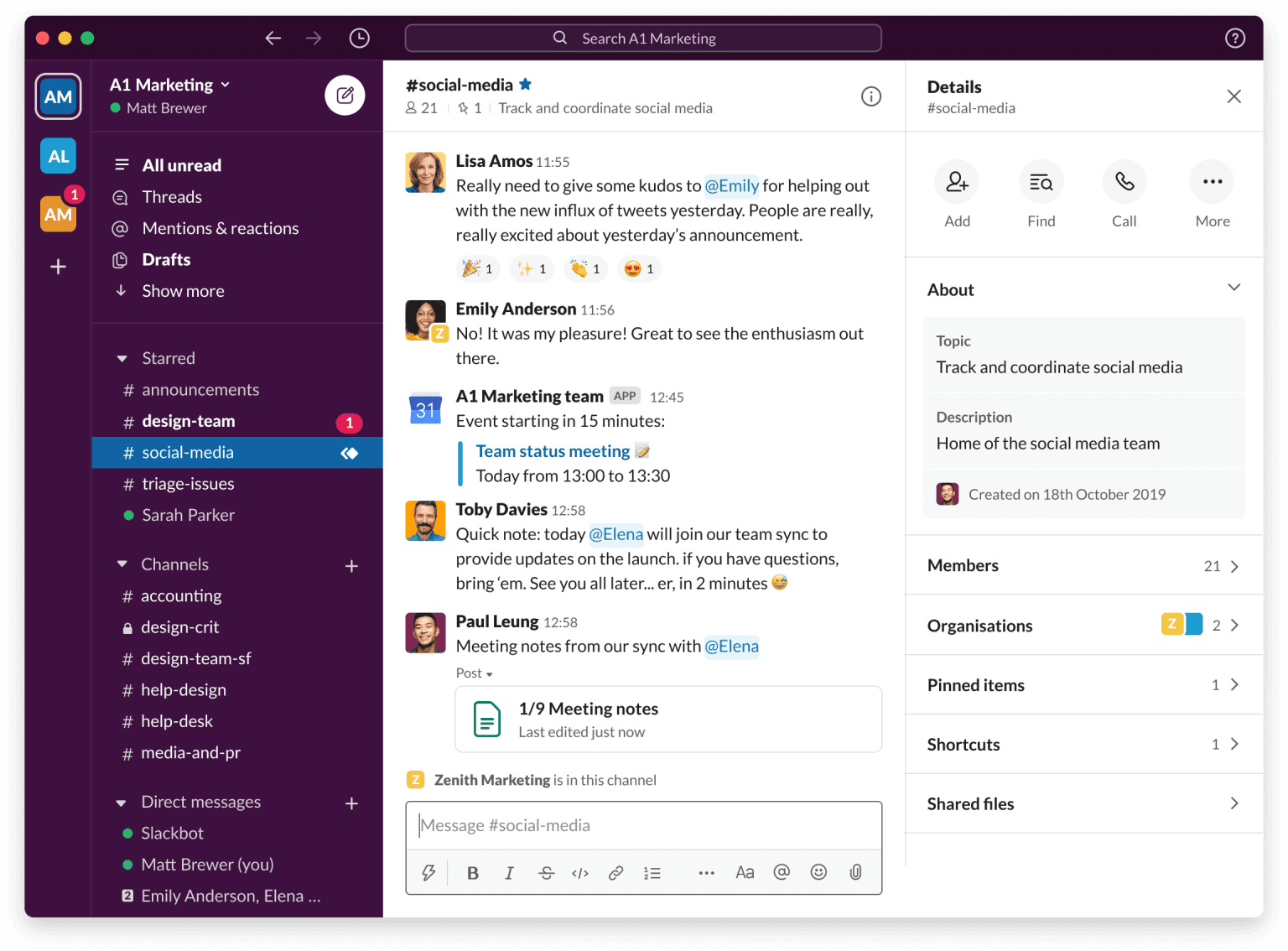 Remote team collaborating in Slack