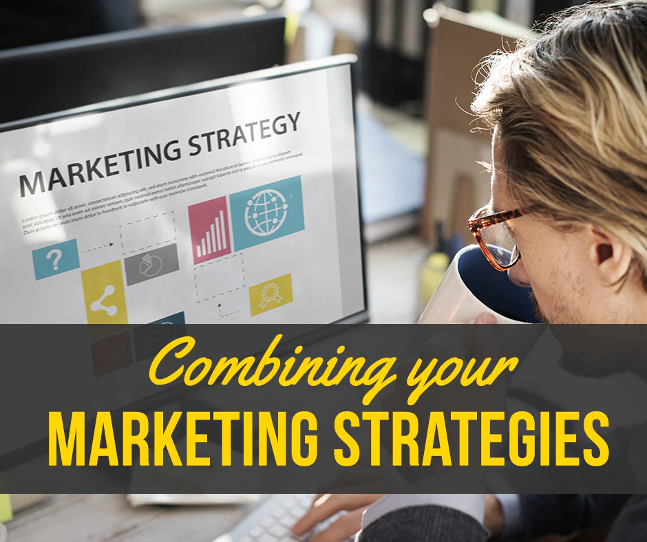 person sipping coffee looking at computer screen about marketing strategy