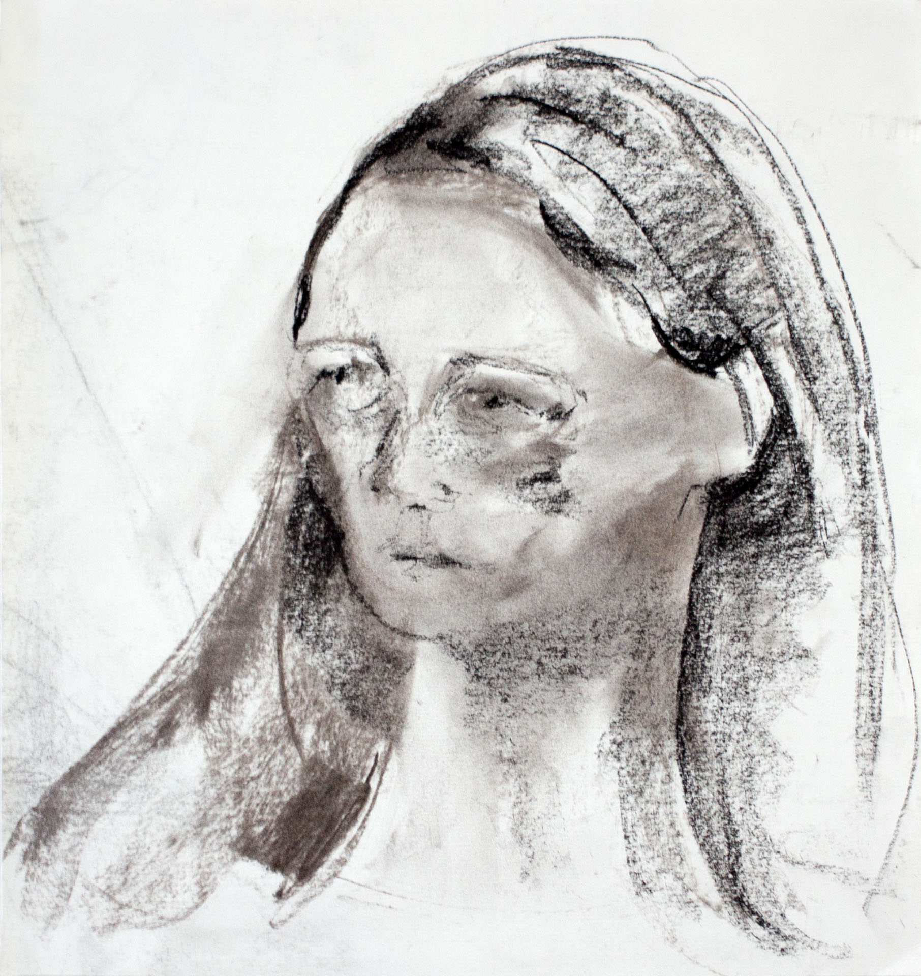 Eliza, 2022, charcoal on paper, 12x12"