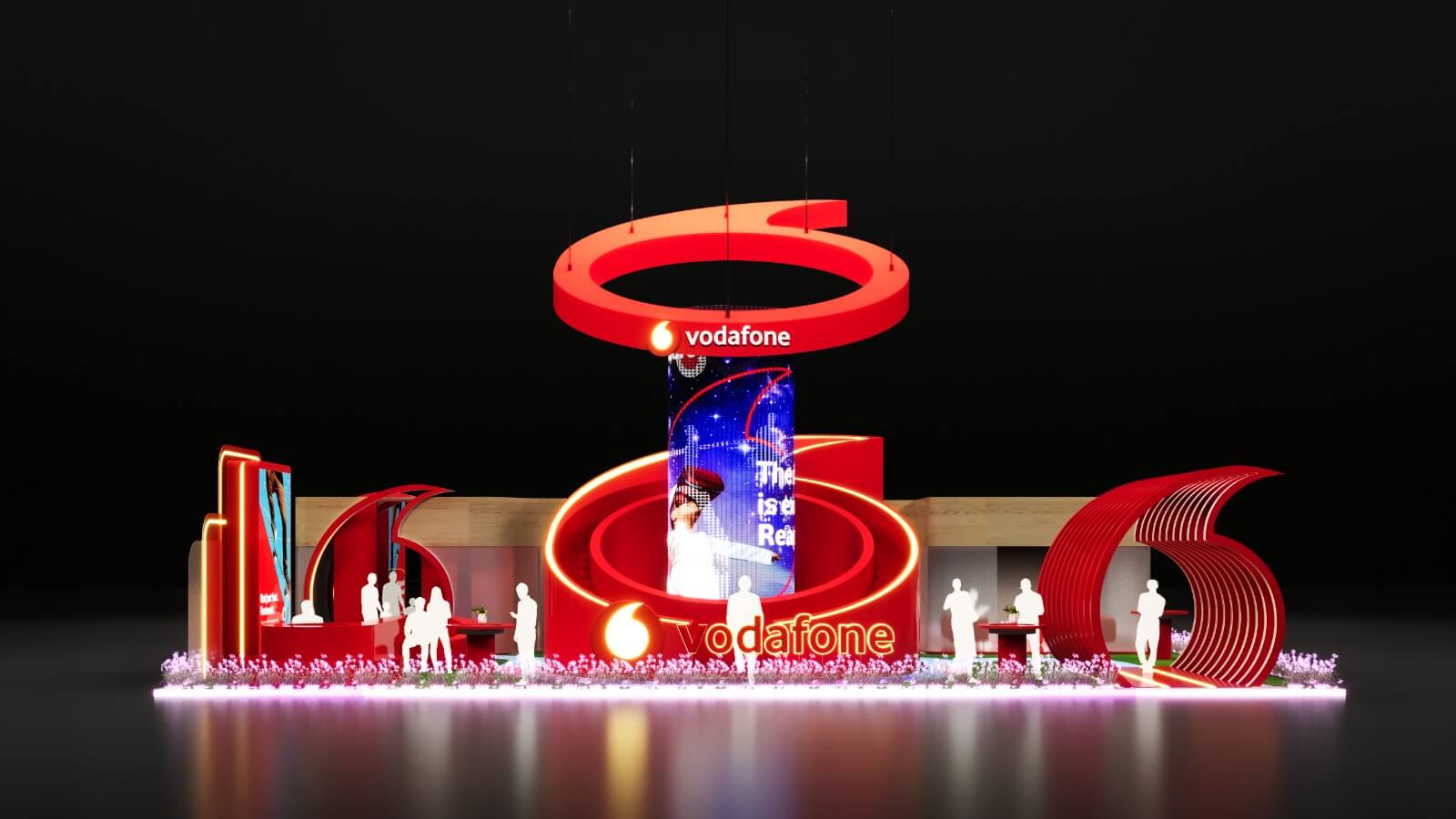 Booth design and interactive installation for Vodafone at COMEX Oman 2024 by RenaiXance.