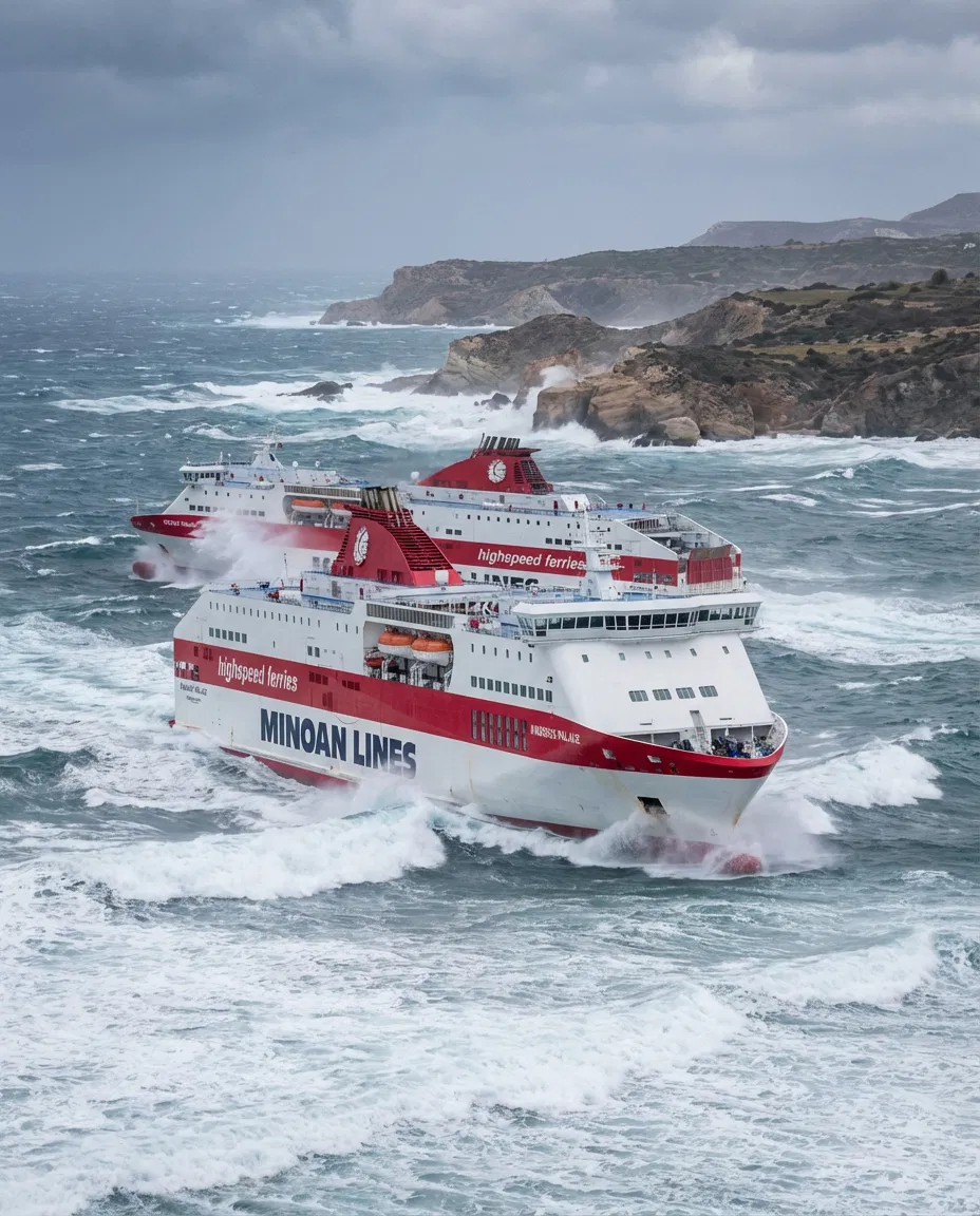 Ferries unable to dock at Milos due to severe winds