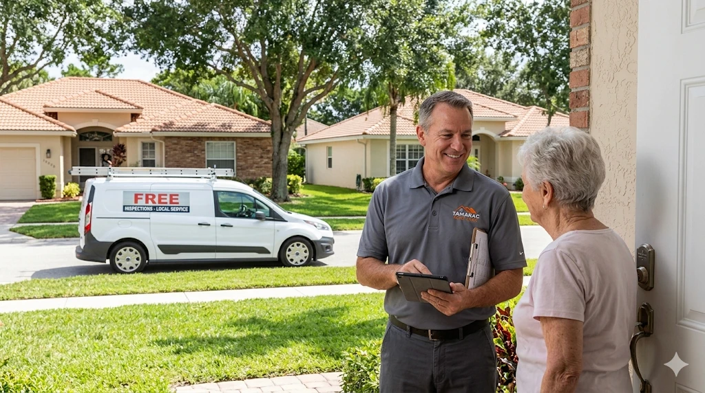 Roofing contractor Tamarac FL — shingle roof replacement on residential home in Woodlands community by Roofing Network licensed contractor