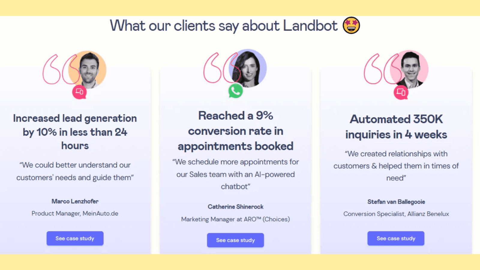 landing page of landbot