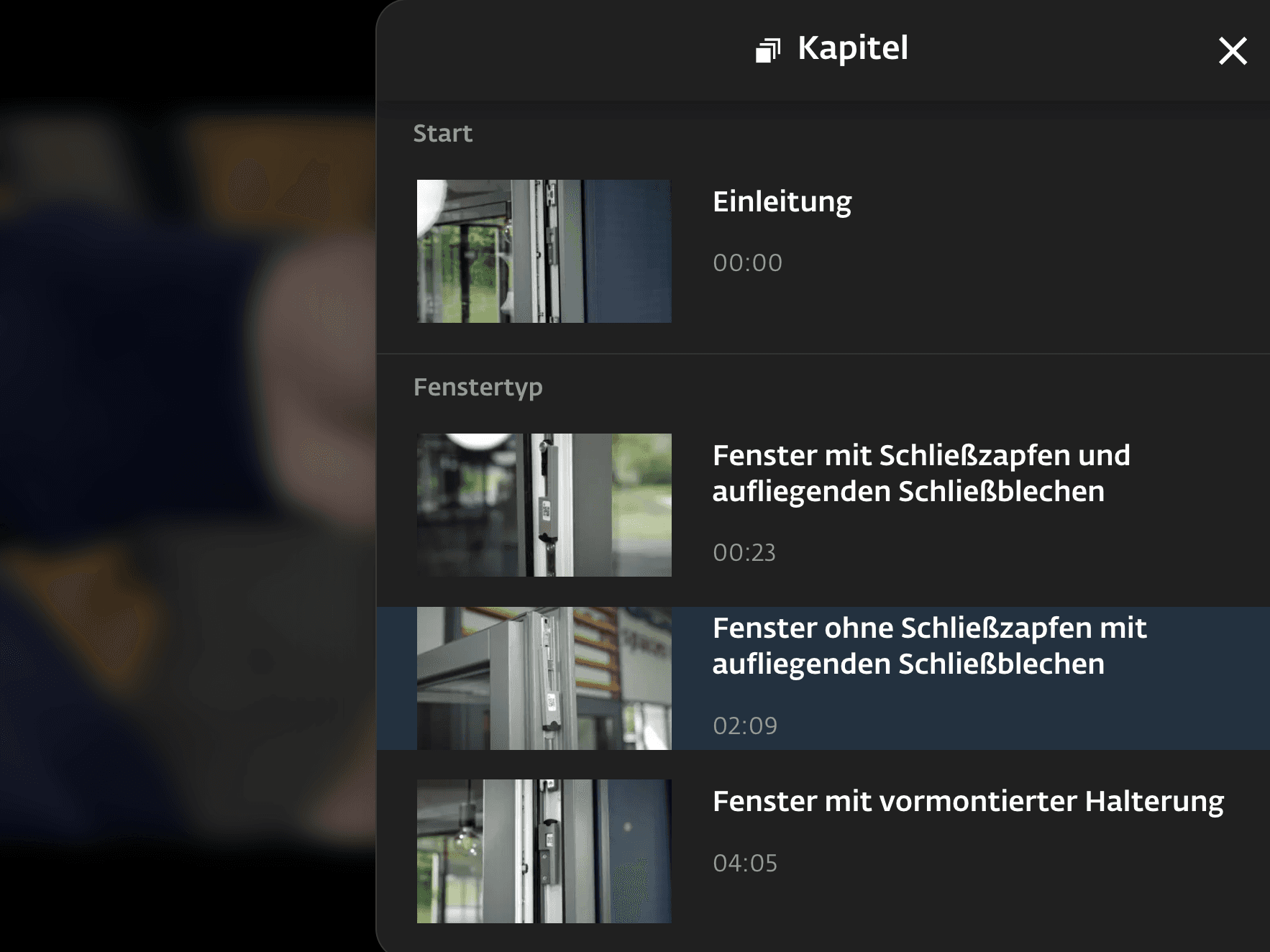 Kapitelübersicht für die Videoanleitungen von yntro