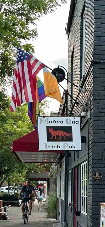 Madra Rua Irish Pub sign on East Montague Avenue