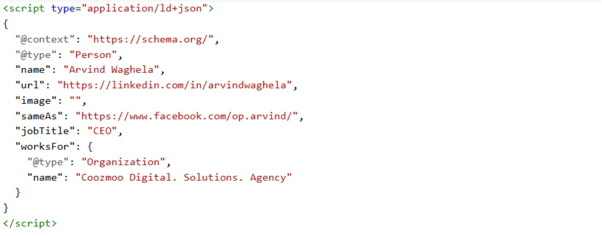 Person schema example
