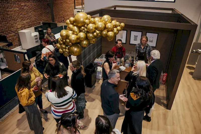 Overhead shot of cocktail bar at a corporate event