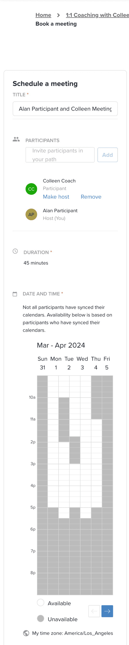 Mobile screen showing meeting interface from legacy Torch, highlighting difficult user experience.