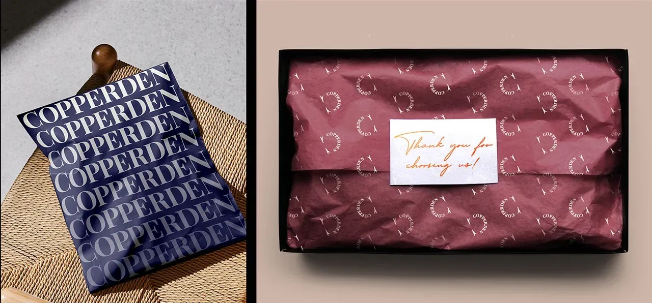 Copperden branded notebook design showcasing premium editorial style and typography