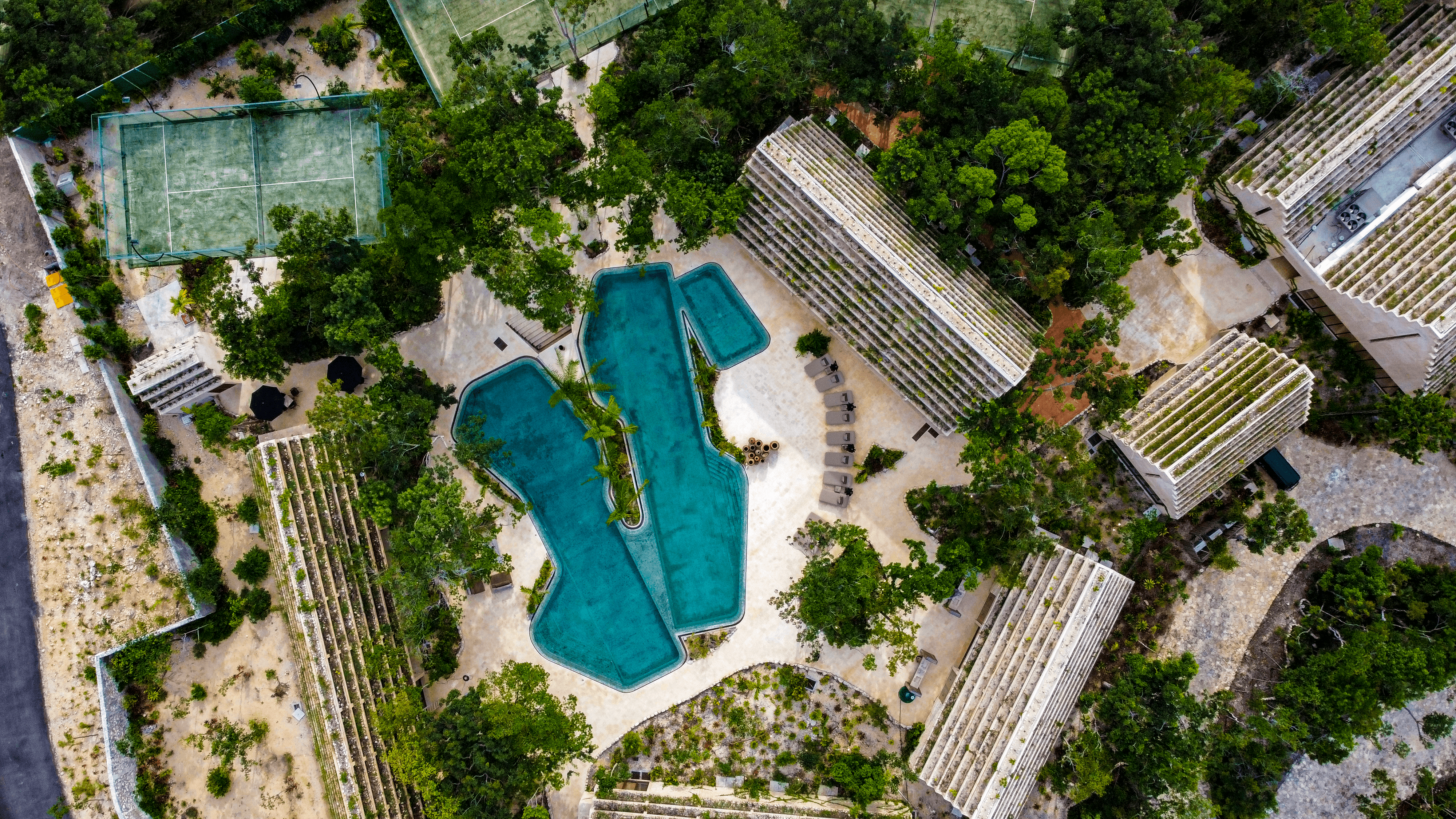 Wellness amenities including yoga pavilion and spa in a Kaybe a gated neighborhood