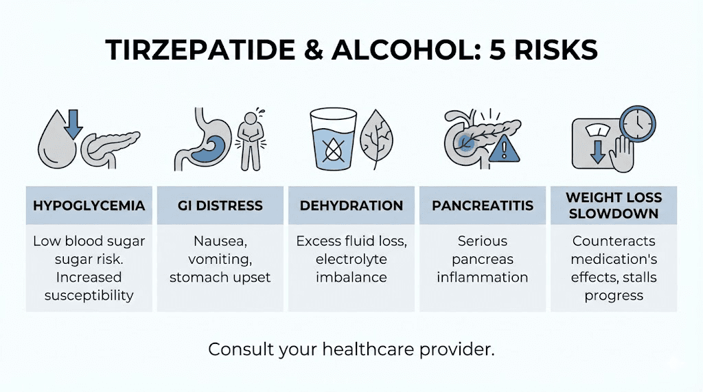 Five risks of drinking alcohol while on tirzepatide medication