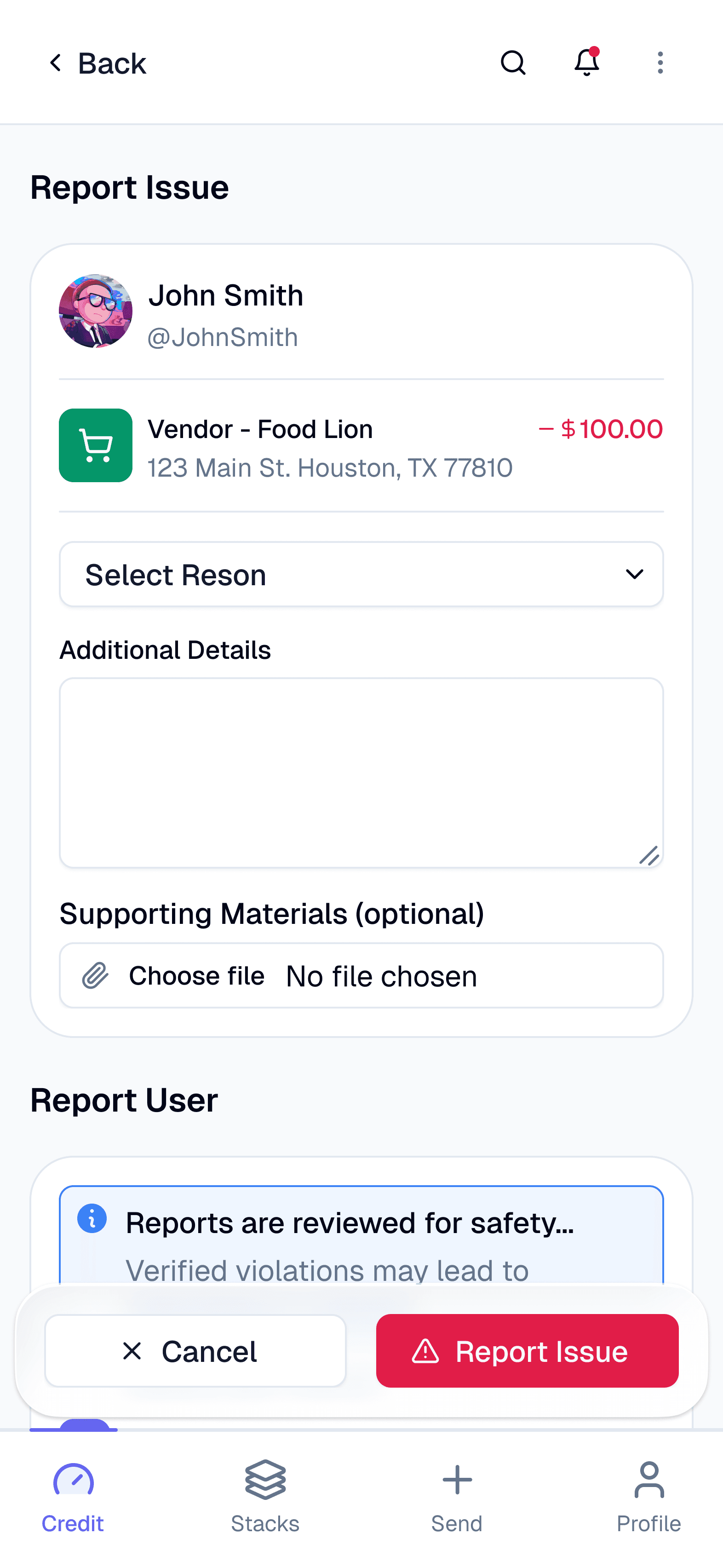 WeStack app showing shared rent payment with group contributions and transaction history across members