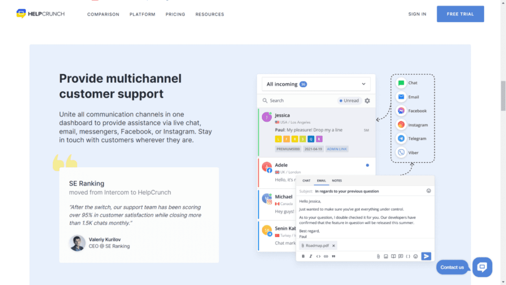 help crunch, customer support tools, sales