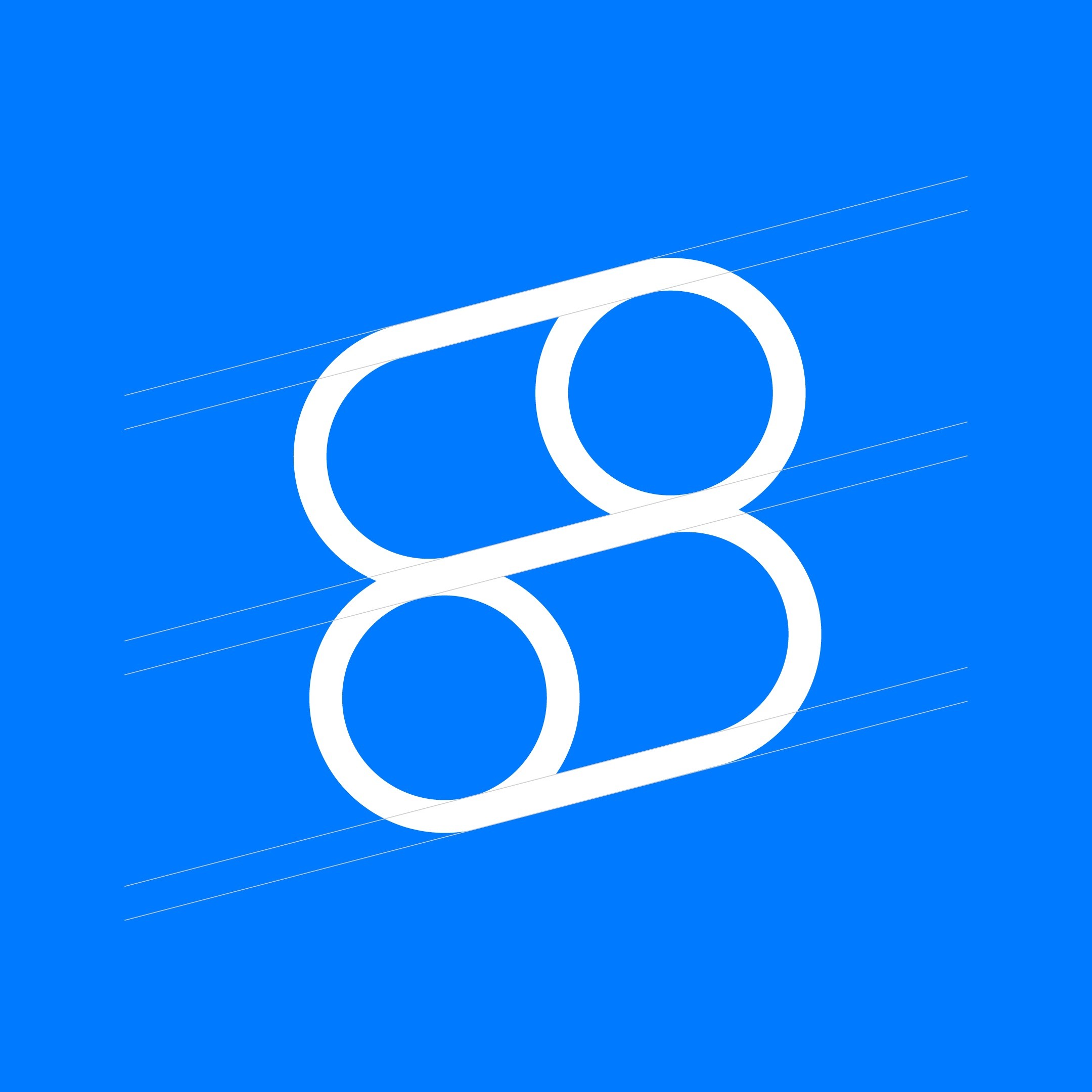 SeeOnMe brand mark constructed from two toggle shapes forming an “S,” shown in white with alignment guides on a bright blue background.