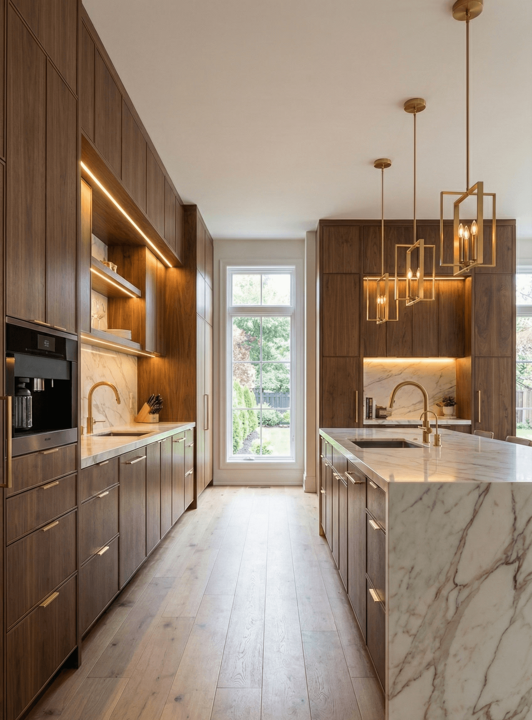 Modern kitchen remodel in Los Angeles by Renova Built featuring custom cabinets, quartz countertops, and an open-concept layout.