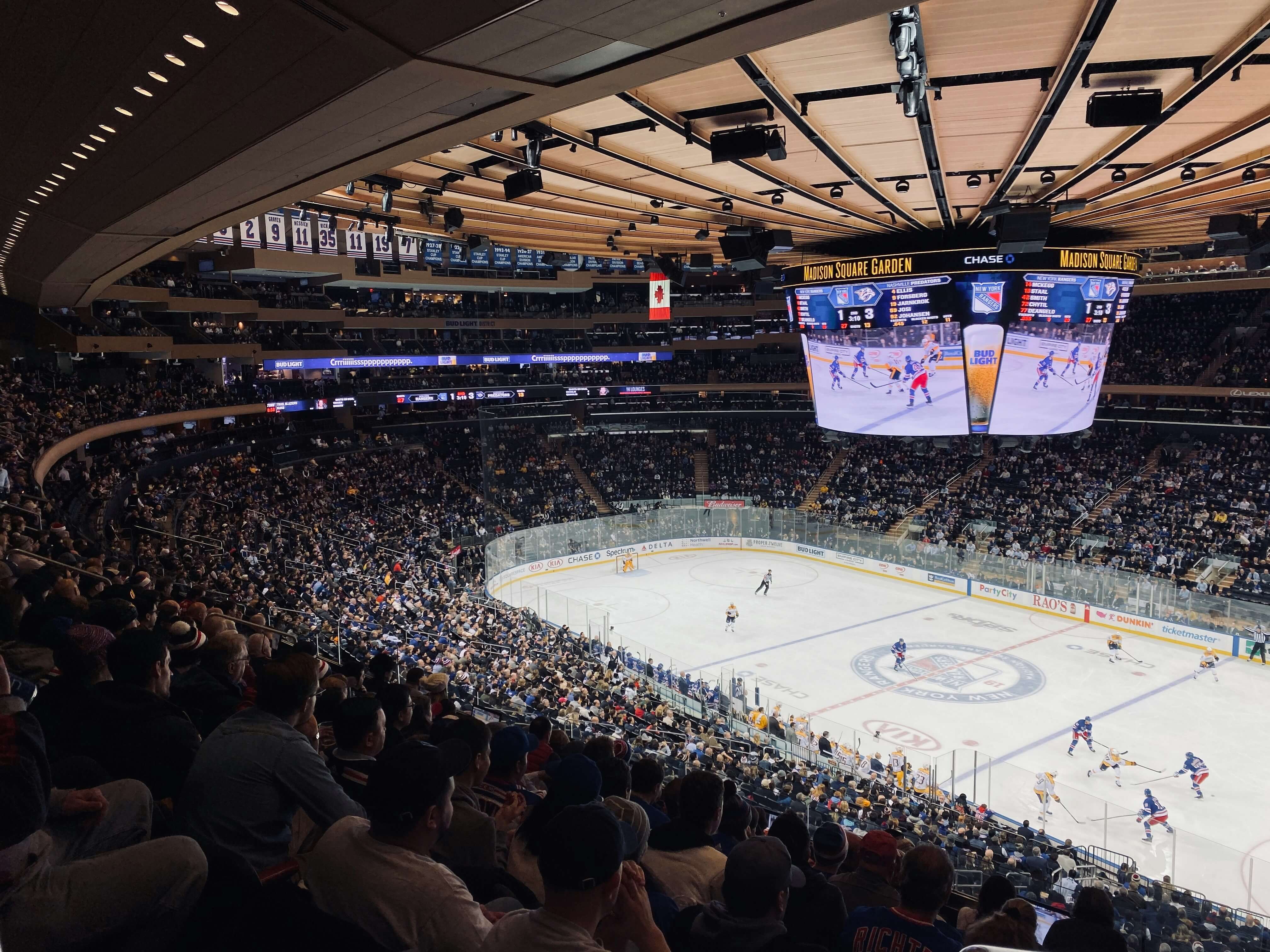 Rangers vs Predators at Madison square garden, hockey, stadium