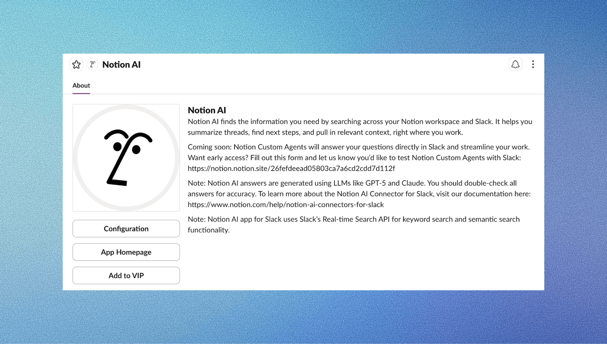 Notion AI connector for slack