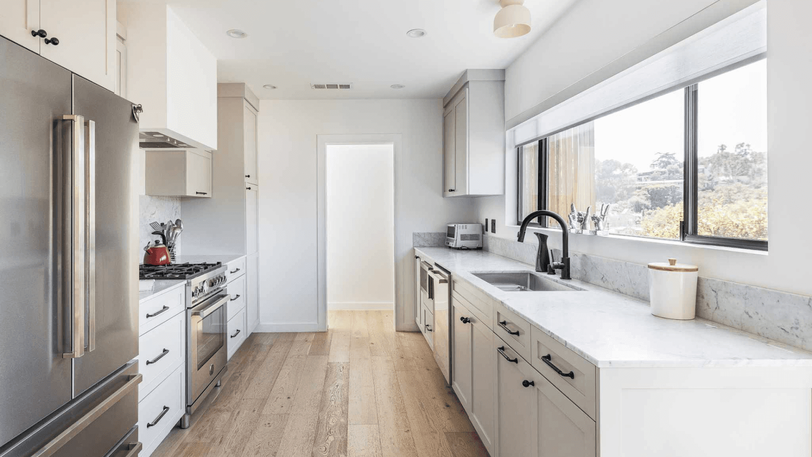 Galley Kitchen With Parallel Counters