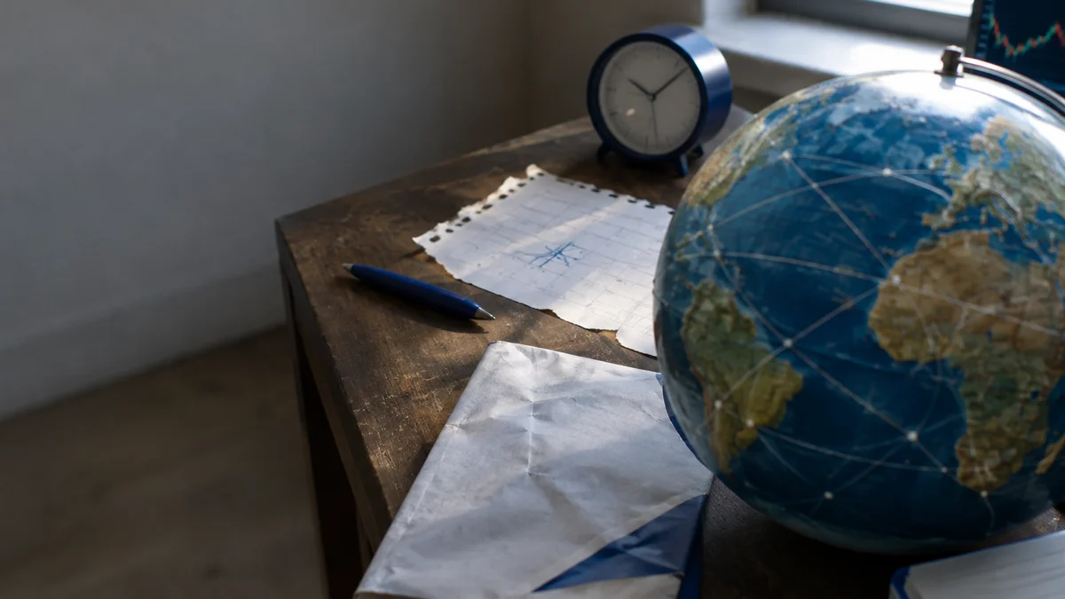 Illustration of a small wall clock beside a torn calendar page and a folded payout request envelope