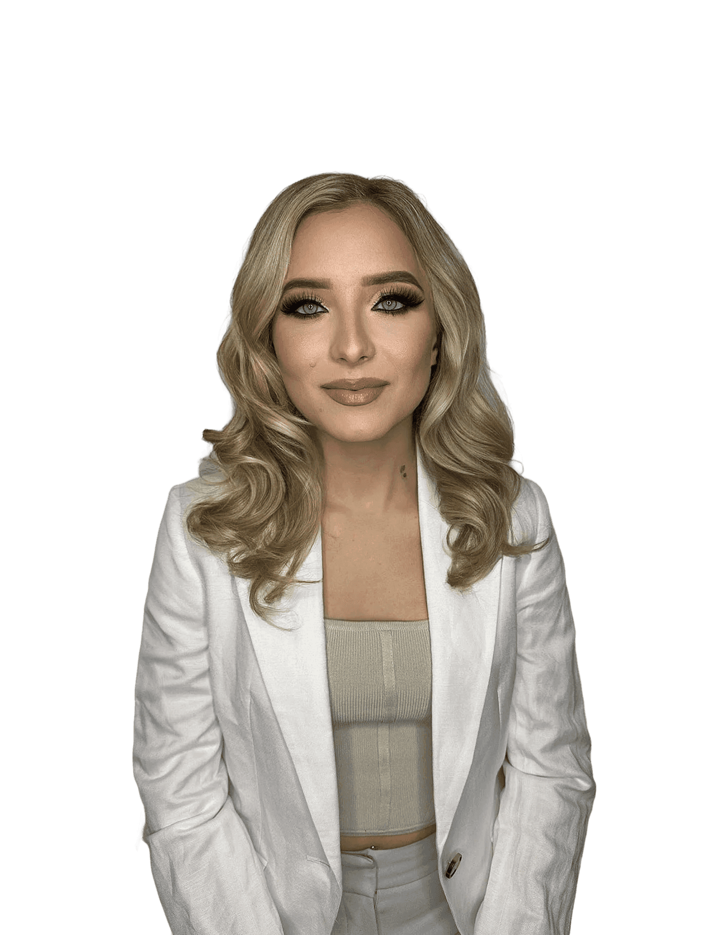 Gayle Fuller in prayer pose with eyes closed, wearing a leopard print top and gold jewelry, radiating peace, power, and sacred feminine devotion