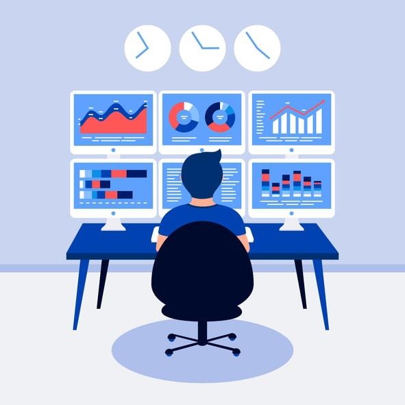 An illustration depicting the concept of Real User Monitoring (RUM) in a digital environment.