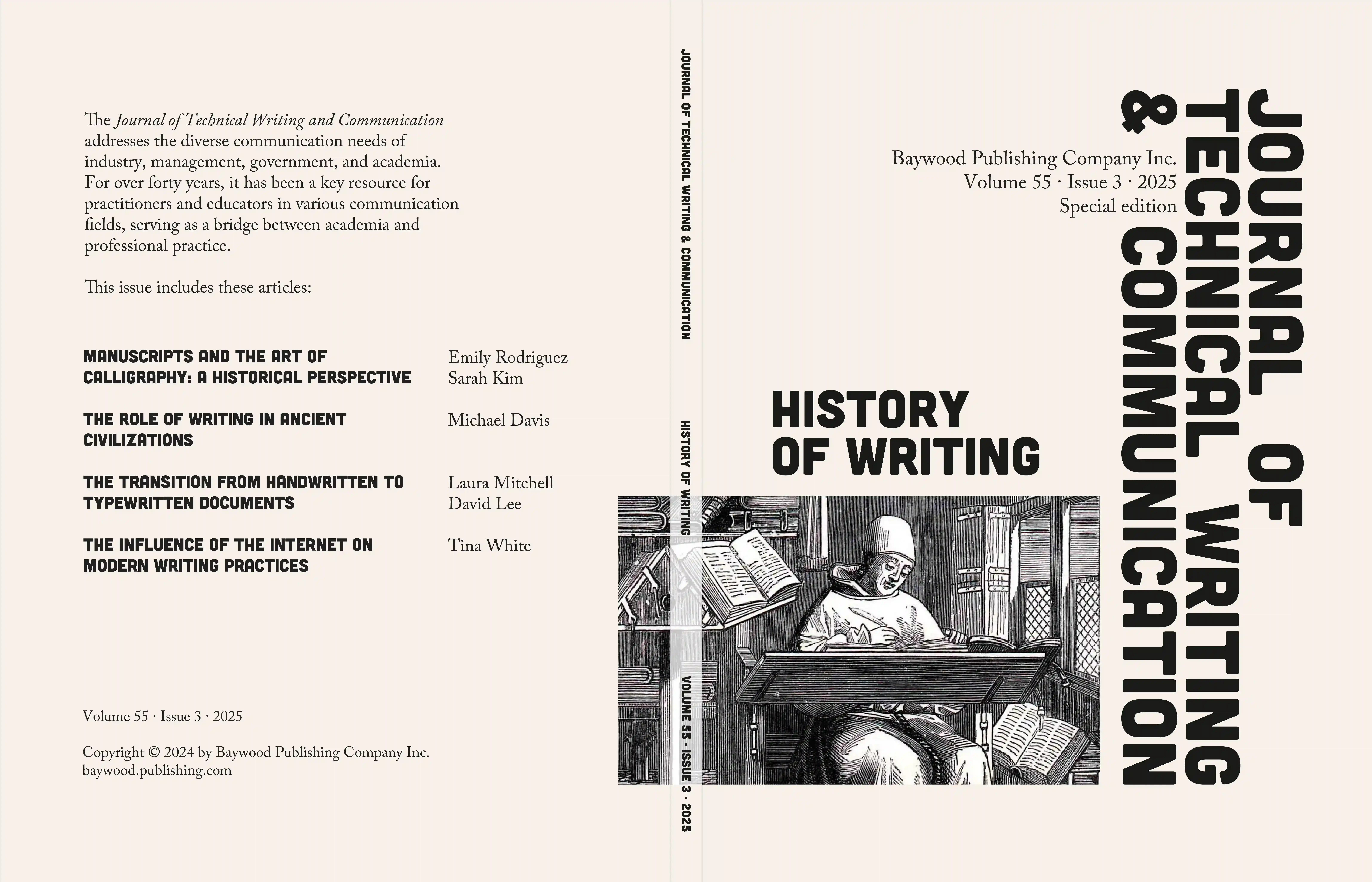 omslag for Journal of techincal writing and communication, spesical edition om history of writing