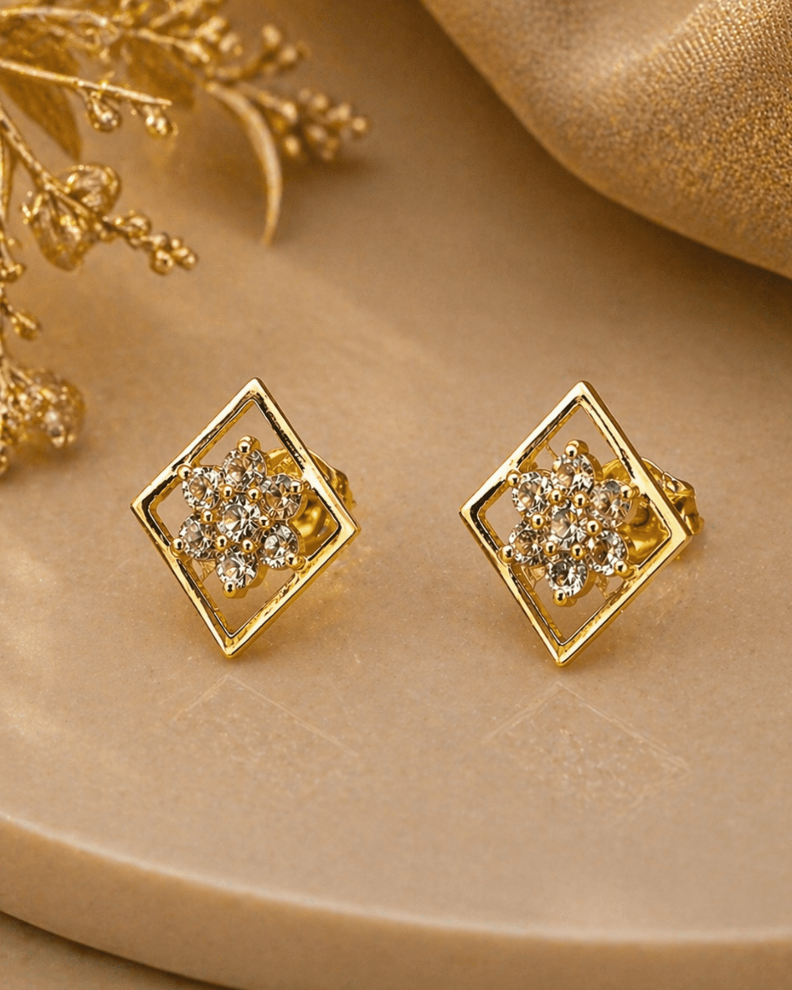 Floral fantasy uncut diamond earrings