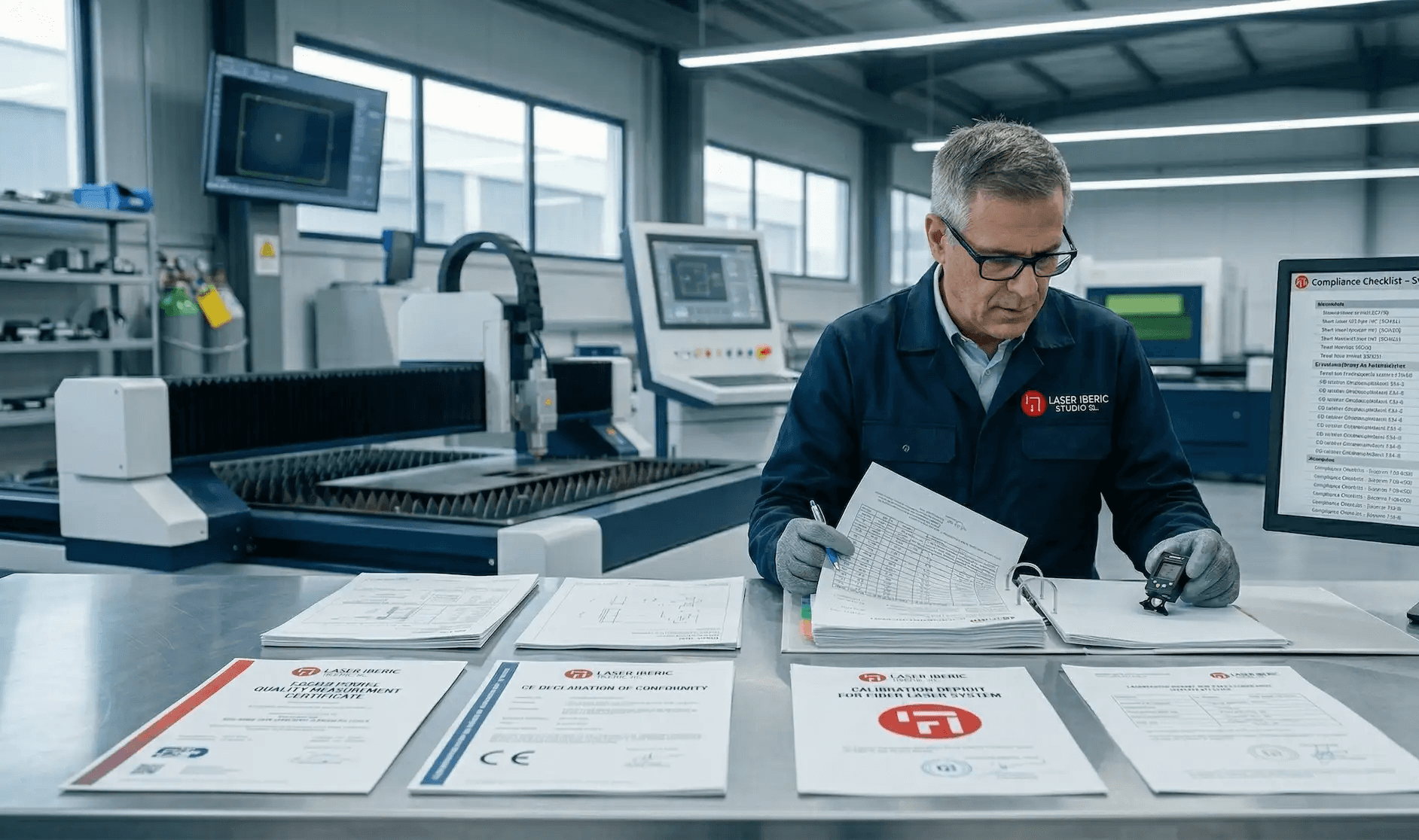 Rui Dias CEO de laser iberic mirando las certificaciones