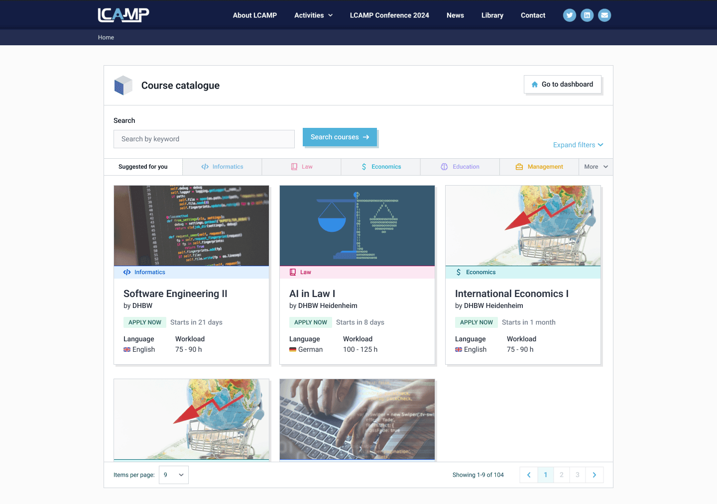 The cube course catalogue