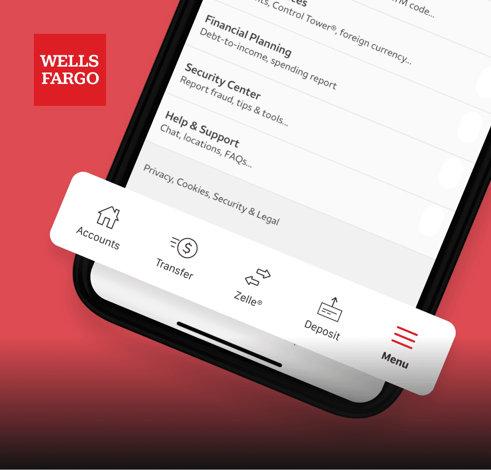Banking app navigation