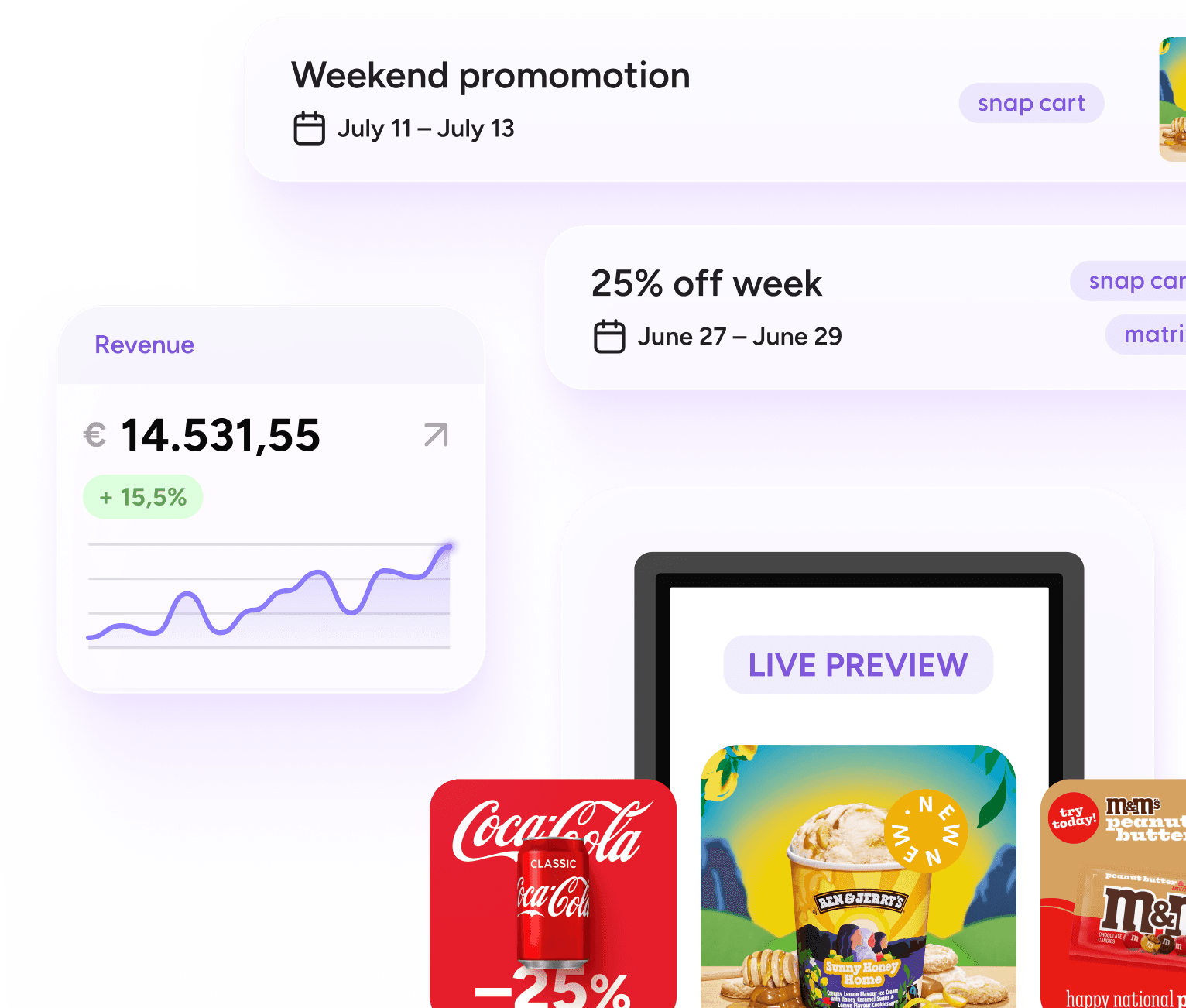 retail media widgets of a shopreme management conosole
