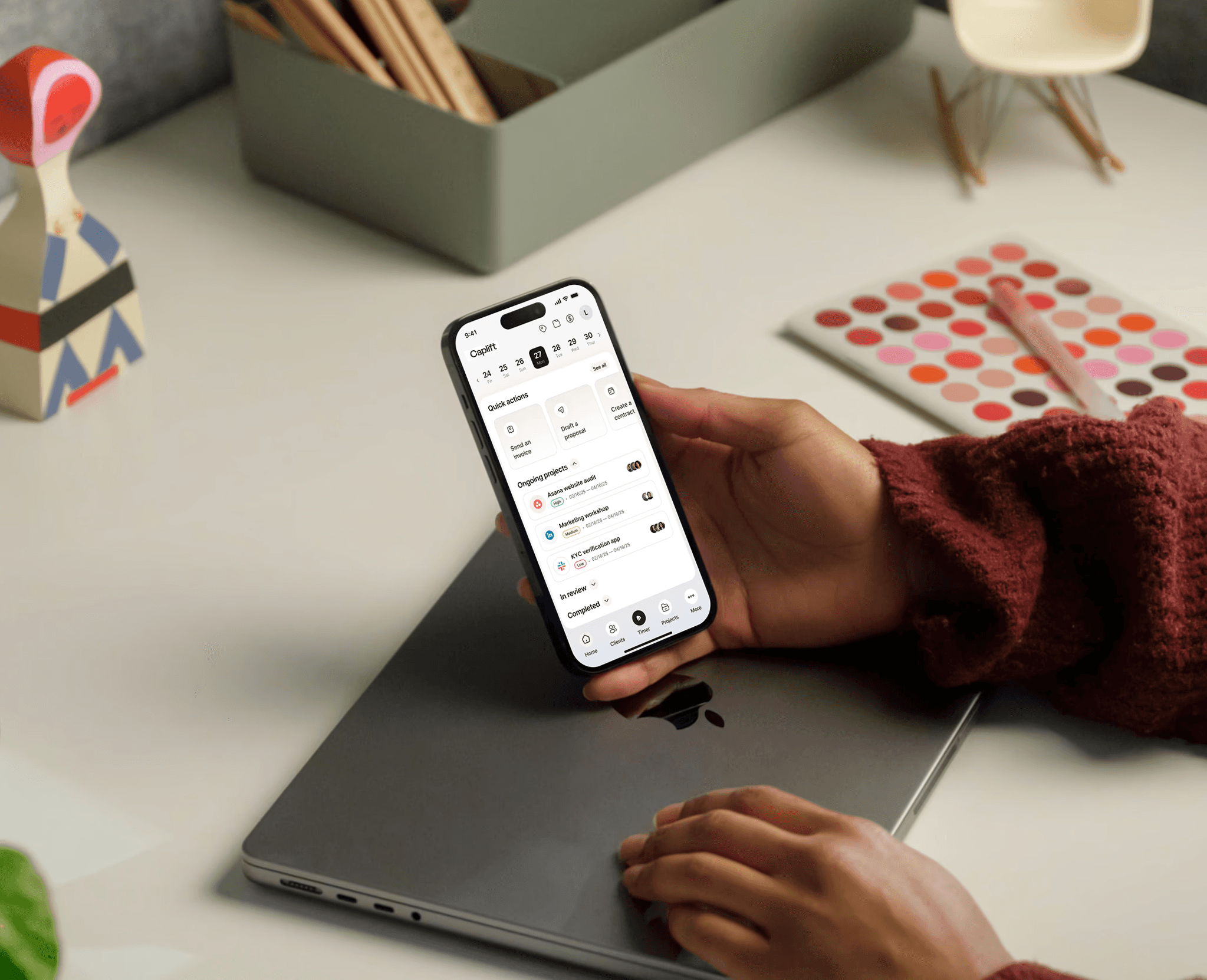 A mockup of Freelio's mobile app