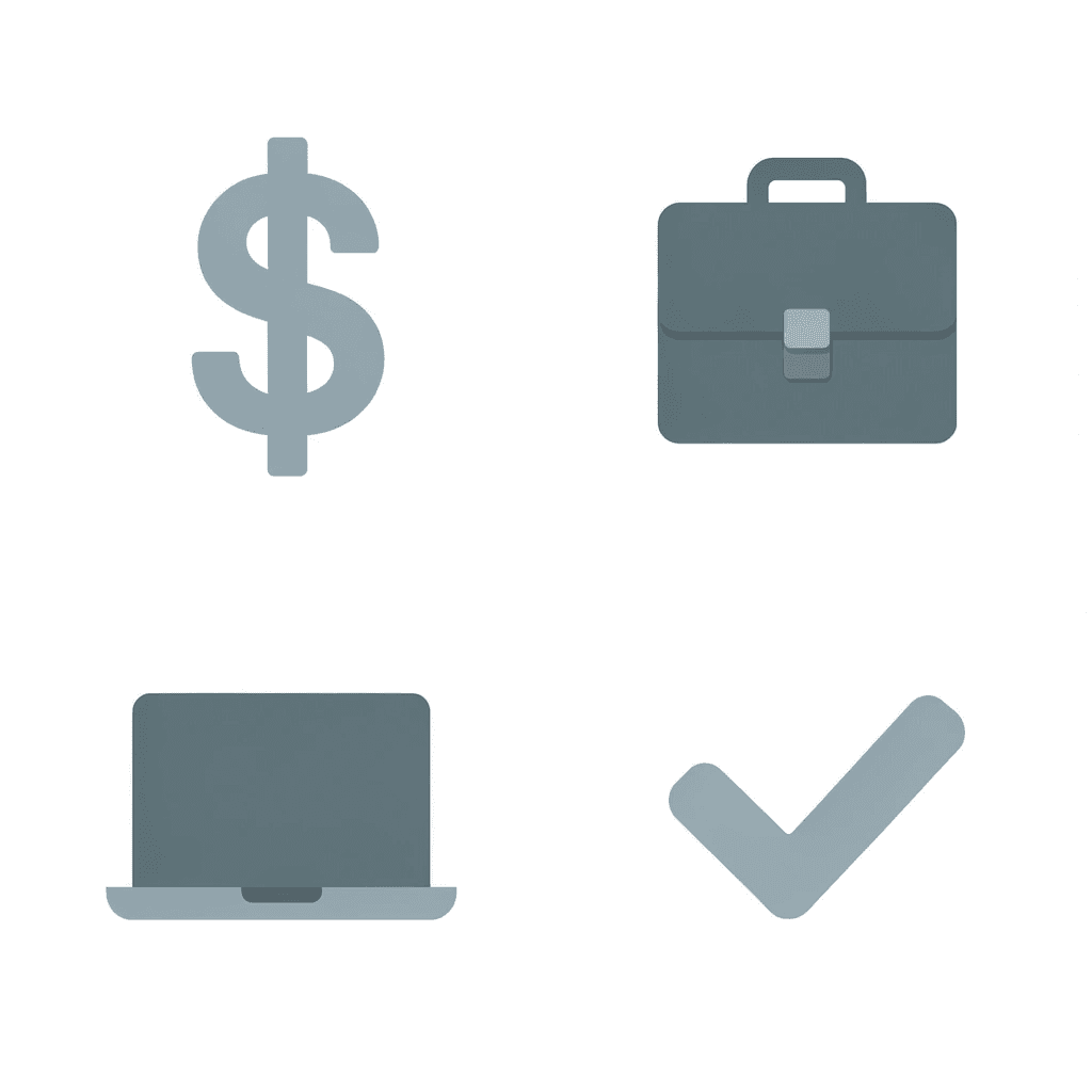 Four-icon grid showing tuition, housing, art materials, and portfolio equipment as separate expense categories