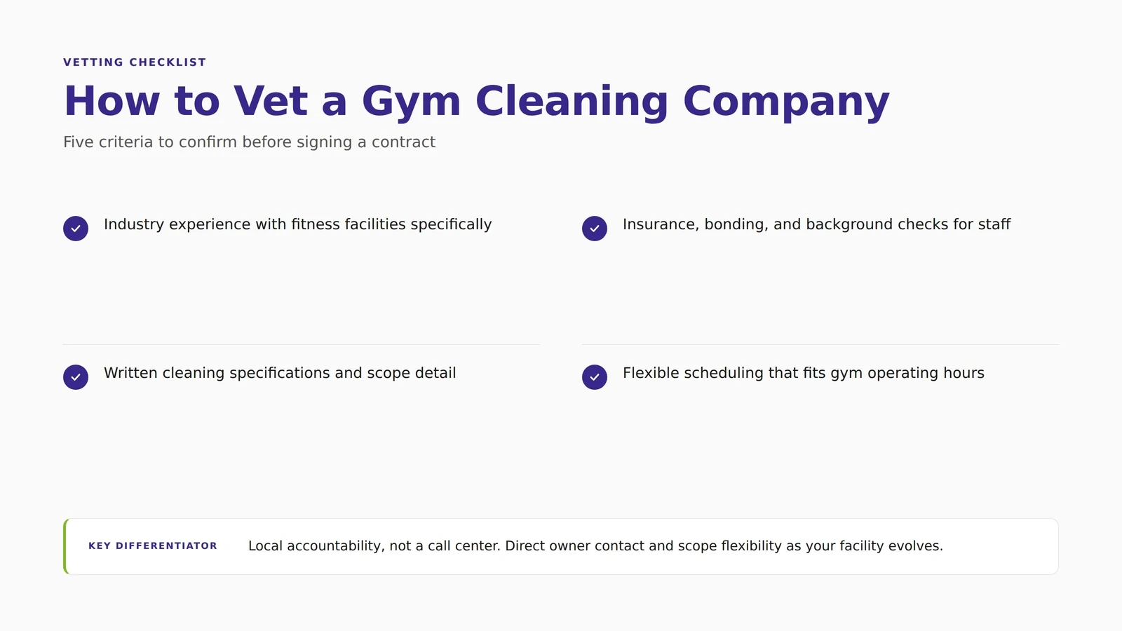 Checklist of what to look for in a professional gym cleaning company