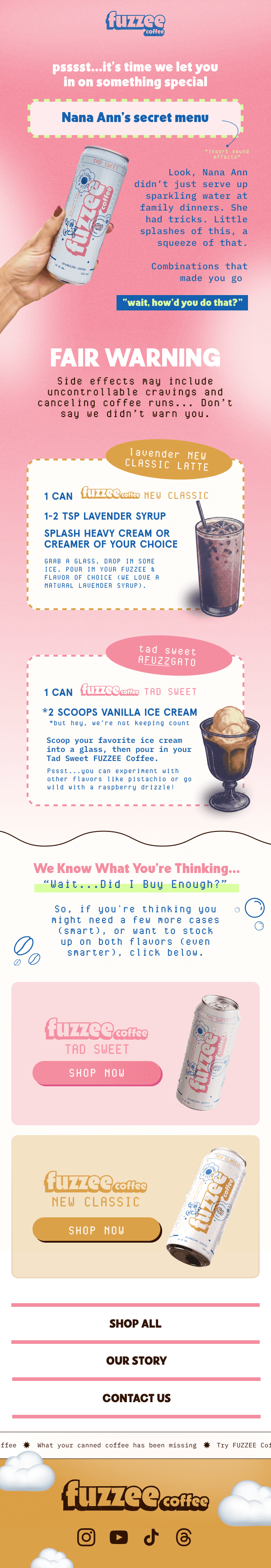 Fuzzee coffee email design