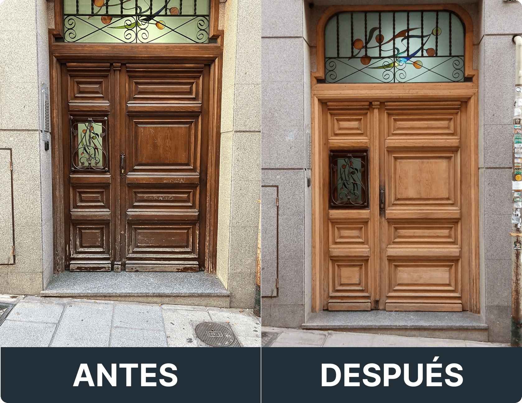 Trabajo de Puerta antes y después en Madrid.