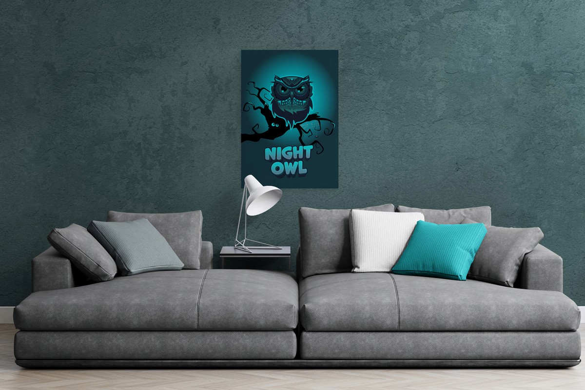 The teal night owl wall art