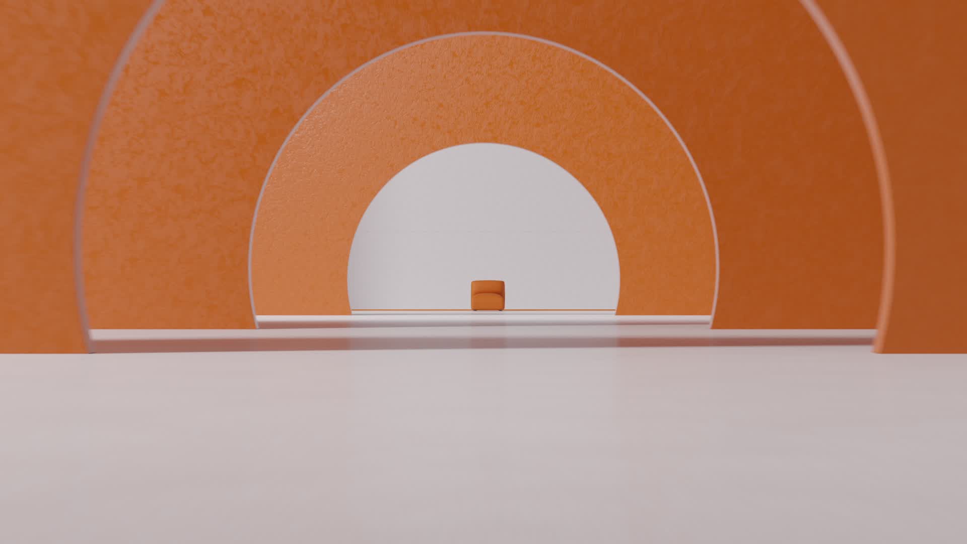 minimalist decor with orange vaulted wall