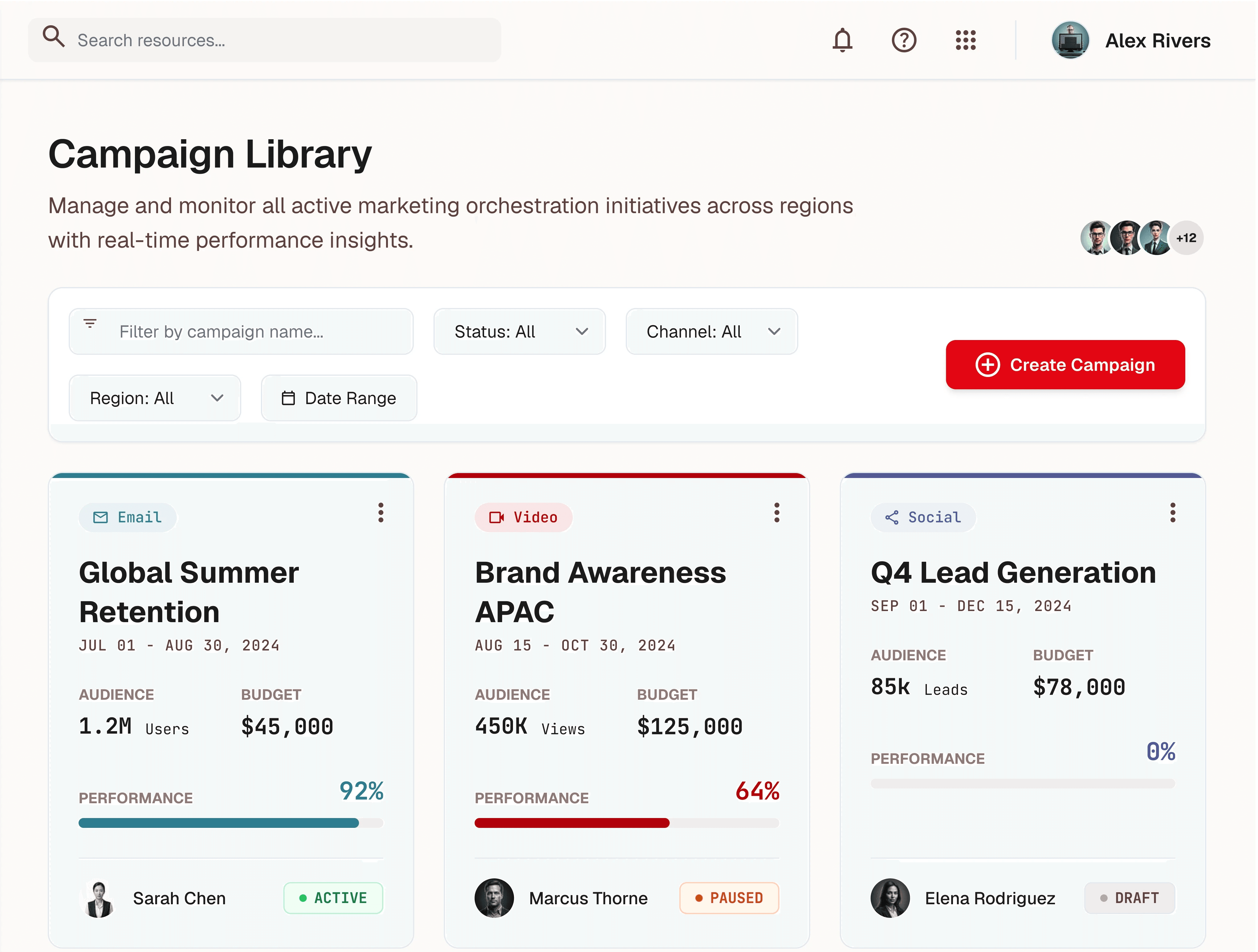 Campaign Library screen mockup