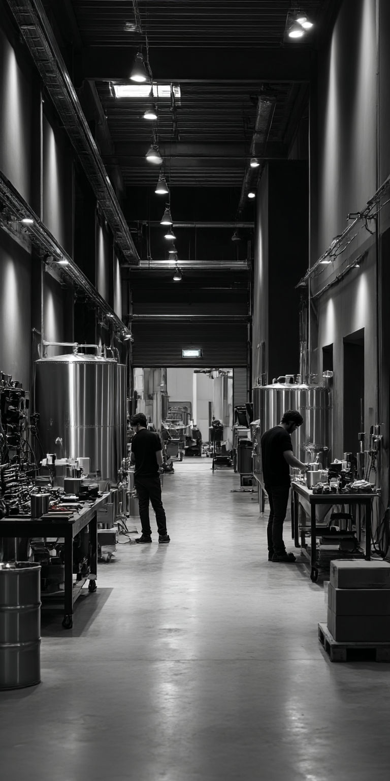 local de trabalho industrial onde são fabricados sistemas de captação de água da chuva, ambiente organizado, limpo e profissional