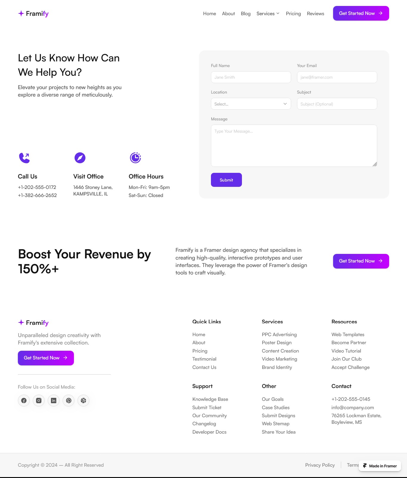 Framer Contact Page v7