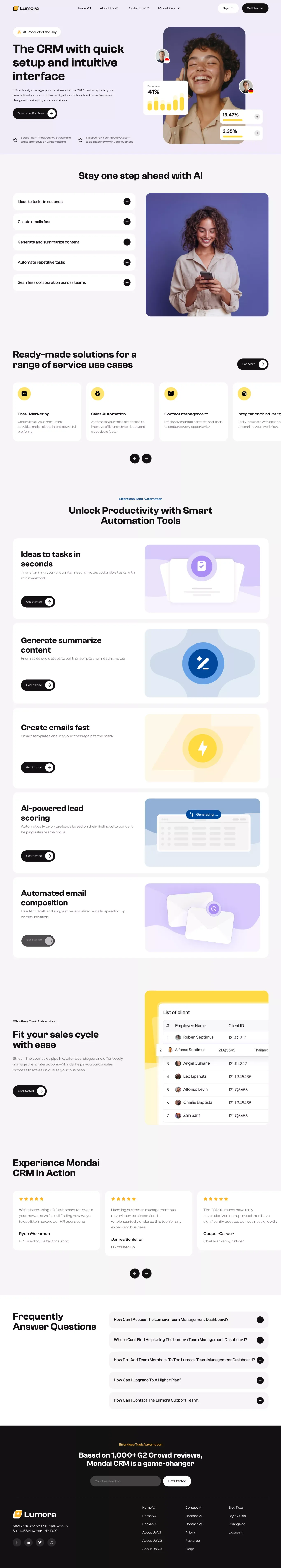 Lumora - Webflow HTML Website Template landing page screenshot showcasing HR and Marketing design