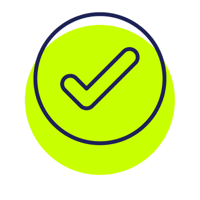 Icon of a tick surrounded by a circle