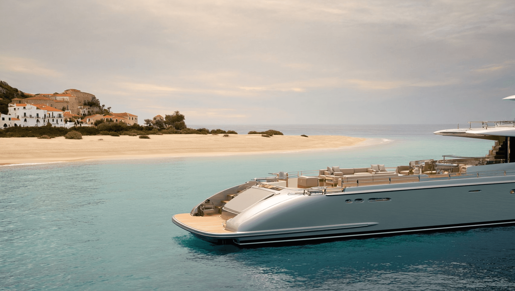Super yacht in secluded European bay