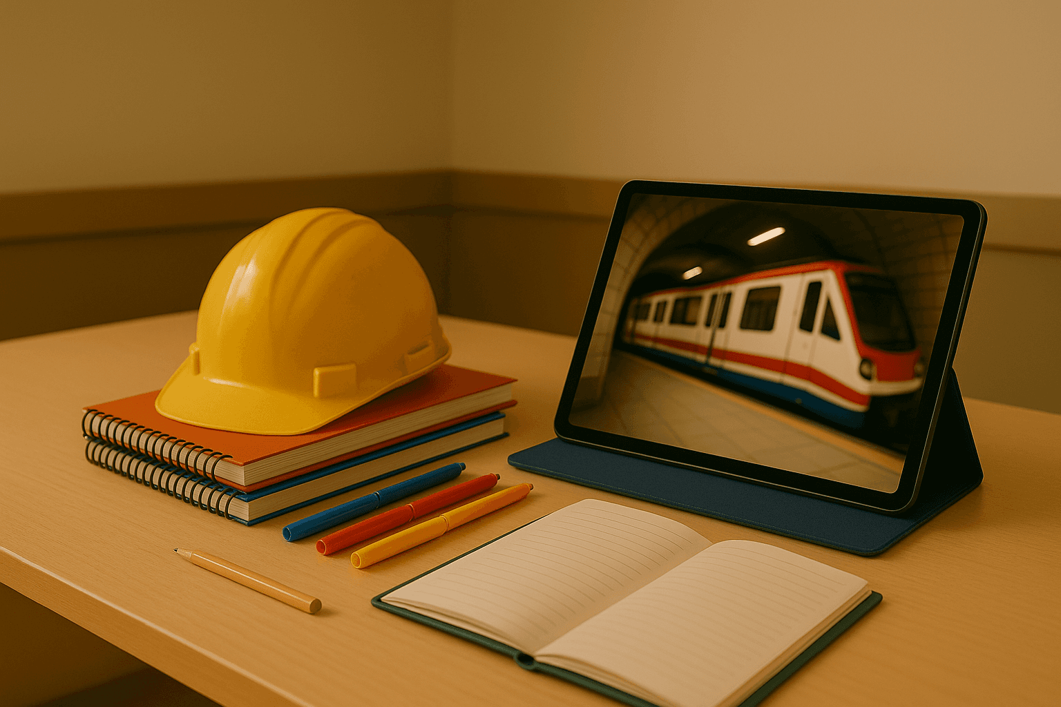 apuntes con una tablet y un metro