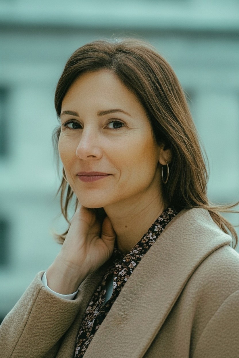 Profile portrait with natural lighting featuring long blonde hair