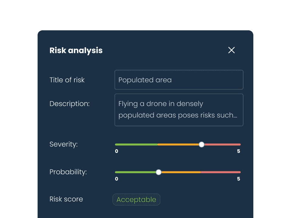 Risk Analysis User interface