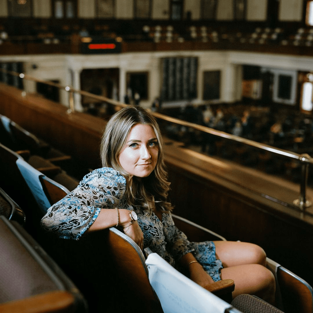 Torey Tipton in the Texas House of Representative Chambers.